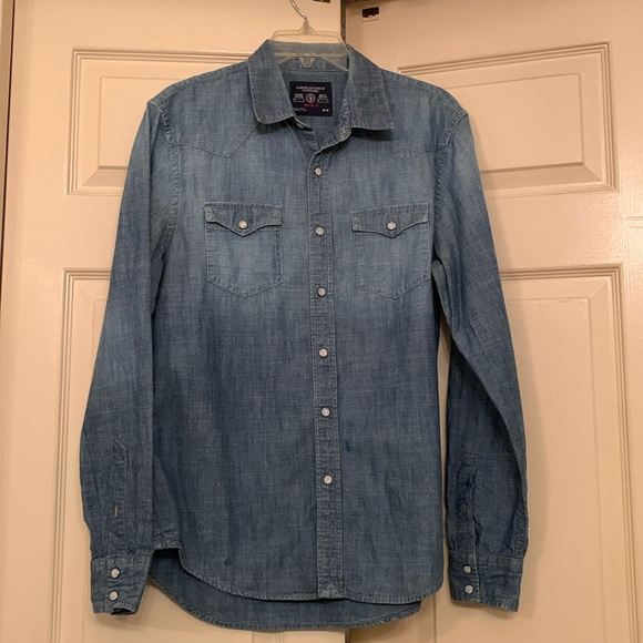 American Eagle Western Snapbuttons 100% Cotton Ombré Vintage Slim size M - Picture 1 of 8